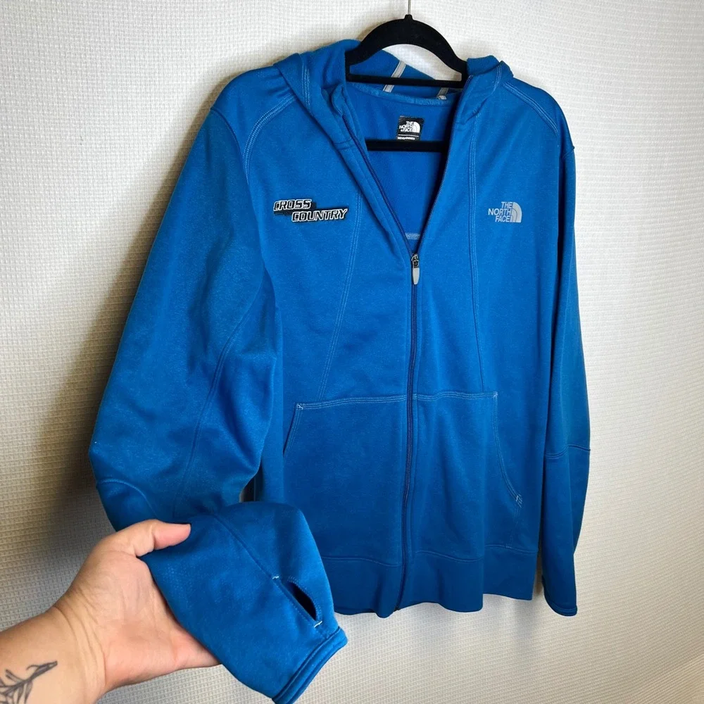 The North Face Mens Blue Mountain Athletics Full Zip Cross Country Hoodie Large